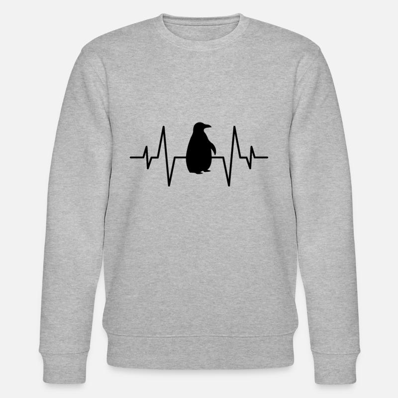 Pinguin Herzschlag - Stanley/Stella Unisex Bio-Sweatshirt CHANGER  - Grau meliert