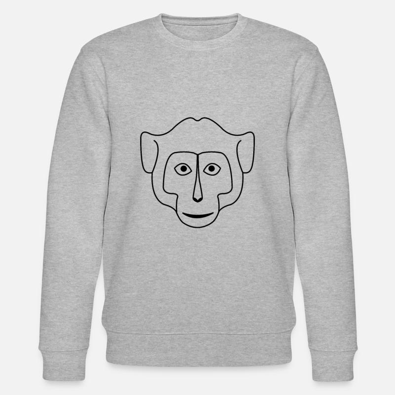 Monkey Face Drawing - Stanley/Stella CHANGER Unisex Organic Sweatshirt - heather grey