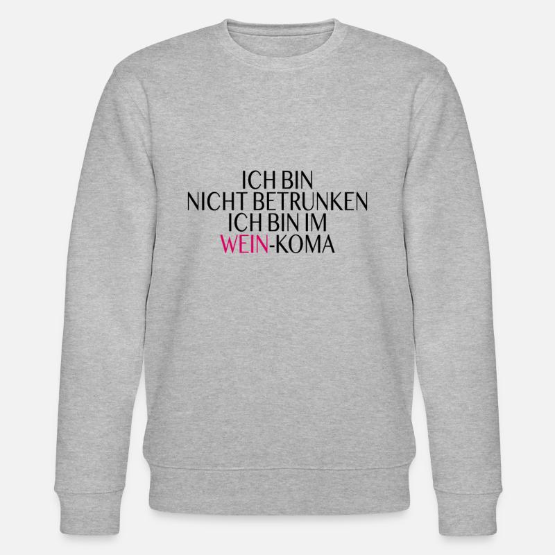 Wein Koma Spruch - Stanley/Stella Unisex Bio-Sweatshirt CHANGER - Grau meliert