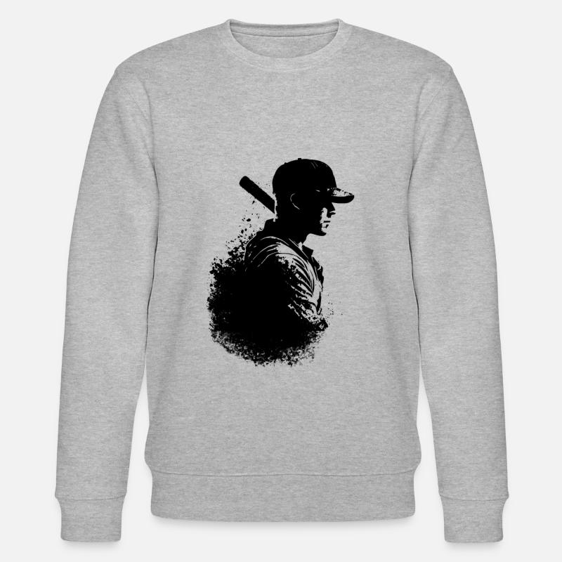Baseball Player Silhouette - Stanley/Stella CHANGER Unisex Organic Sweatshirt - heather grey