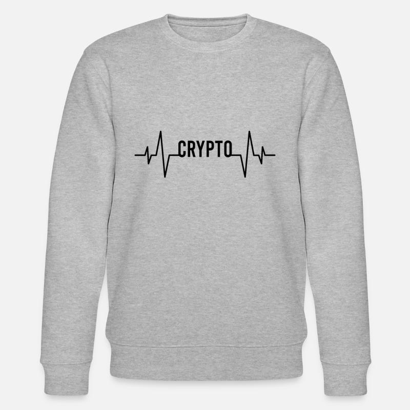 Krypto Kryptowährung Herzschlag - Stanley/Stella Unisex Bio-Sweatshirt CHANGER  - Grau meliert