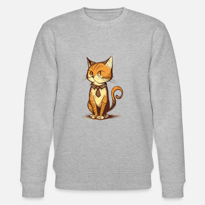 süße Katze Cartoon - Stanley/Stella Unisex Bio-Sweatshirt CHANGER  - Grau meliert