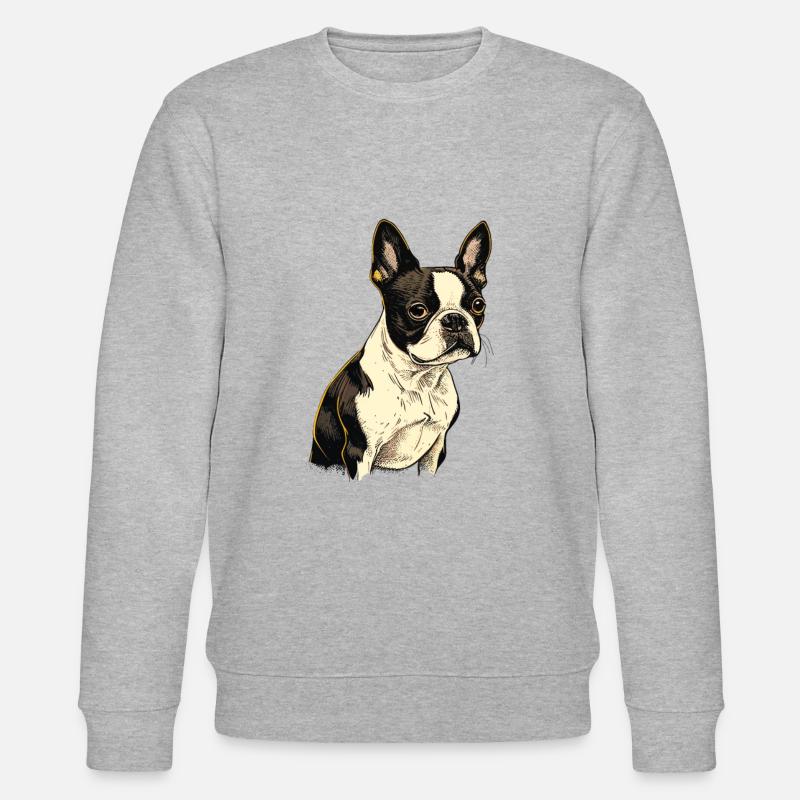 Boston Terrier - Stanley/Stella Unisex Bio-Sweatshirt CHANGER  - Grau meliert