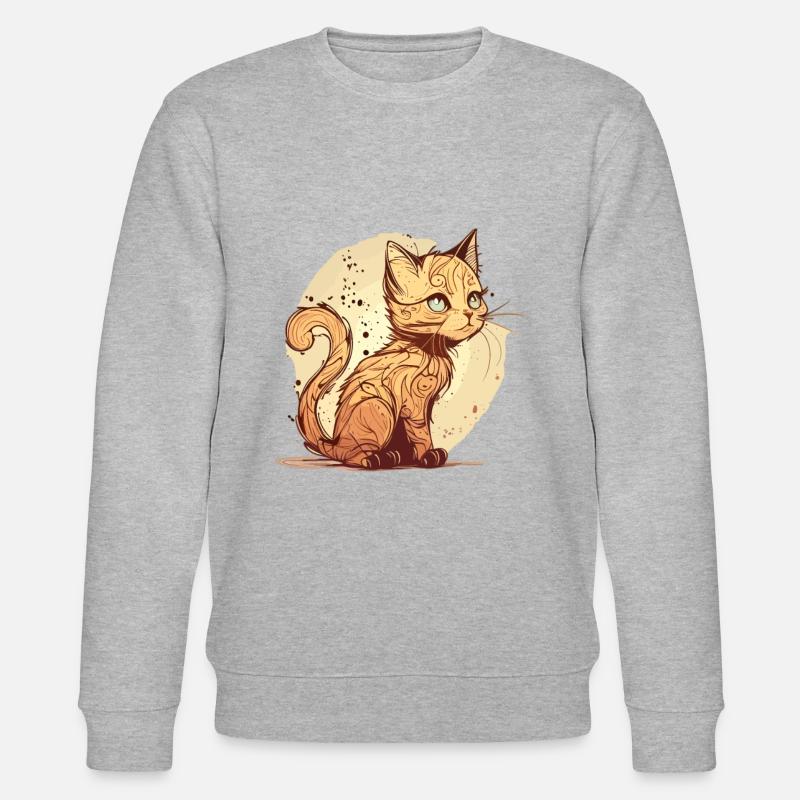 Katze im comic style - Stanley/Stella Unisex Bio-Sweatshirt CHANGER  - Grau meliert