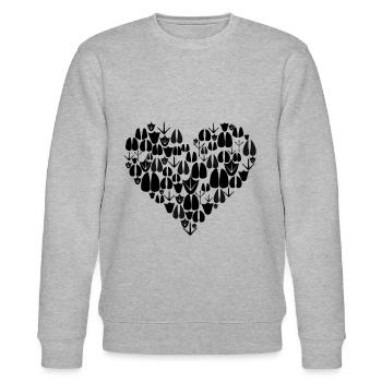 Herz aus Fußabdrücken von Tieren mit Liebe - Stanley/Stella Unisex Bio-Sweatshirt CHANGER  - Grau meliert - Vorne - Nik (191cm) & Marisol (170cm)