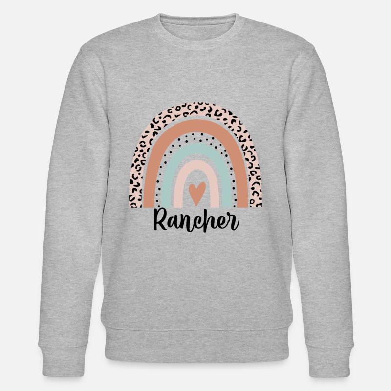 Rancher Regenbogen Leopard Lustiges Rancher Geschenk - Stanley/Stella Unisex Bio-Sweatshirt CHANGER - Grau meliert