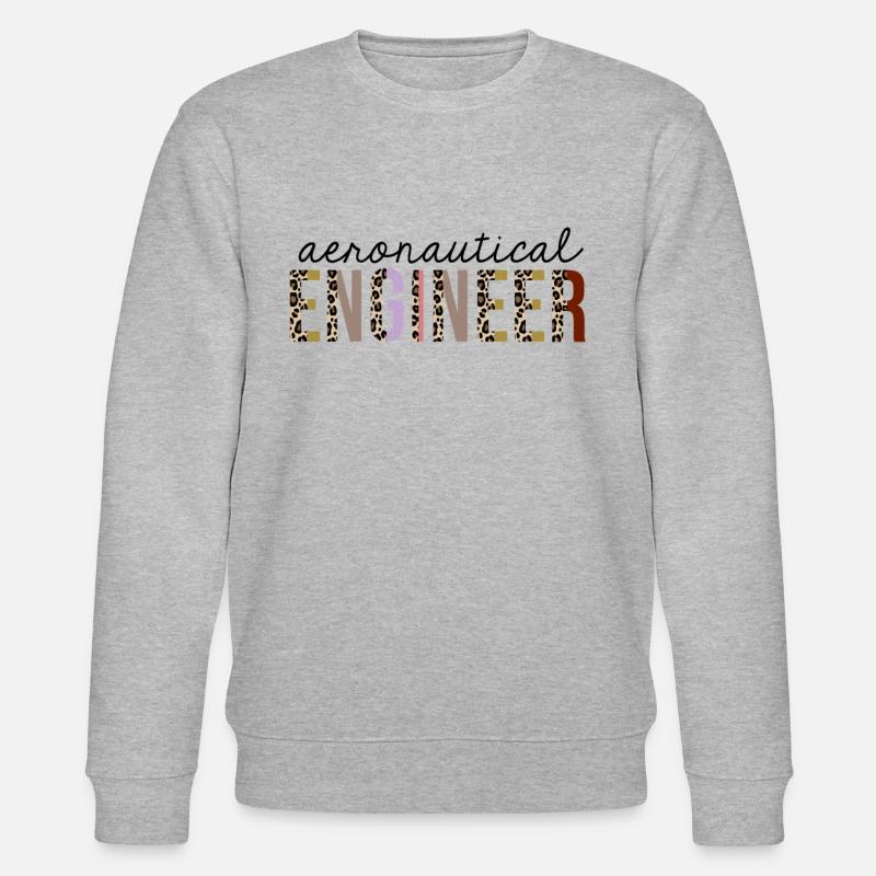 Aeronautical Engineer Leopard Print Funny - Stanley/Stella CHANGER Unisex Organic Sweatshirt - heather grey
