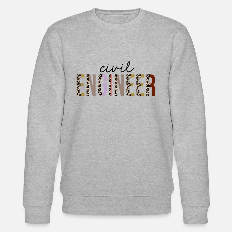 Civil Engineer Leopard Print Funny - Stanley/Stella CHANGER Unisex Organic Sweatshirt - heather grey
