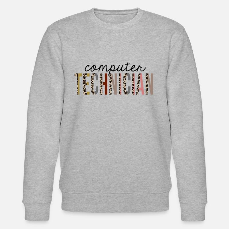 Computer Technician Leopard Print Funny - Stanley/Stella CHANGER Unisex Organic Sweatshirt - heather grey