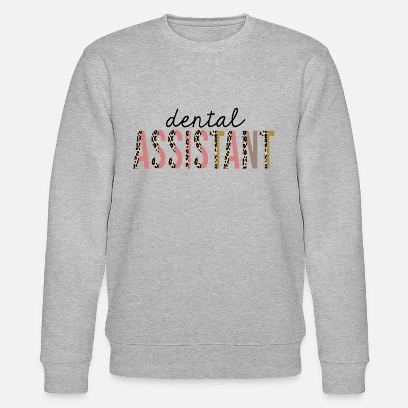 Dental Assistant Leopard Print Funny - Stanley/Stella CHANGER Unisex Organic Sweatshirt - heather grey