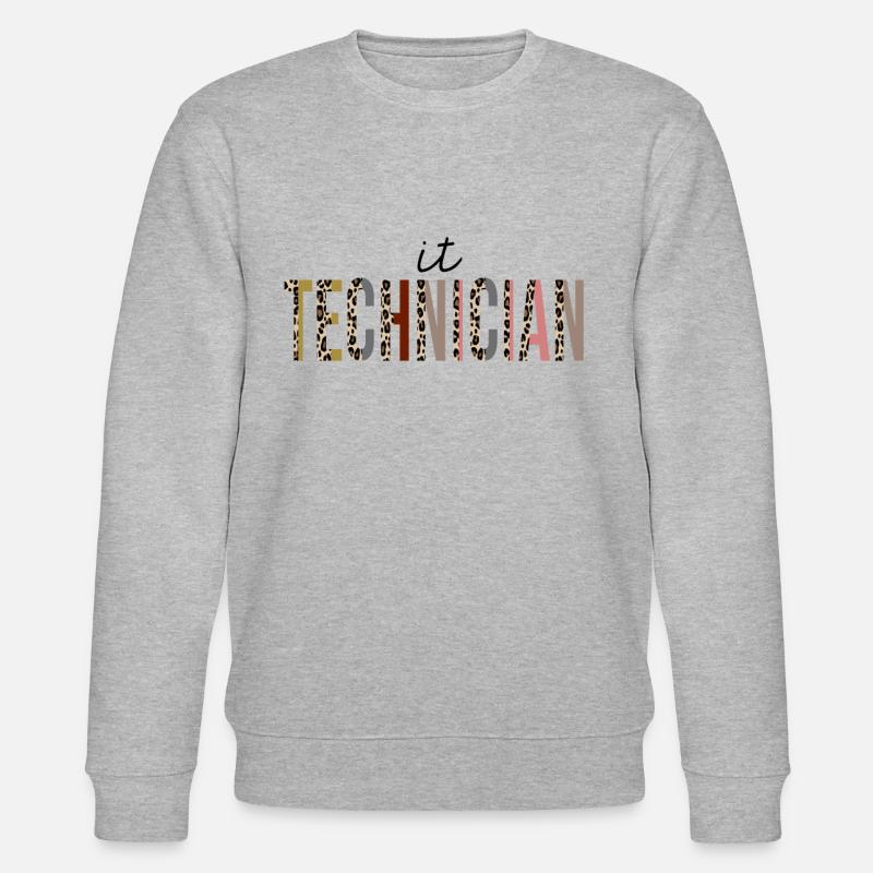 IT Technician Leopard Print Funny - Stanley/Stella CHANGER Unisex Organic Sweatshirt - heather grey