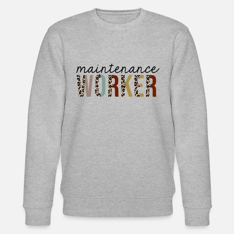 Ouvrier d'entretien imprimé léopard drôle - Sweat bio CHANGER Stanley/Stella Unisexe - gris chiné