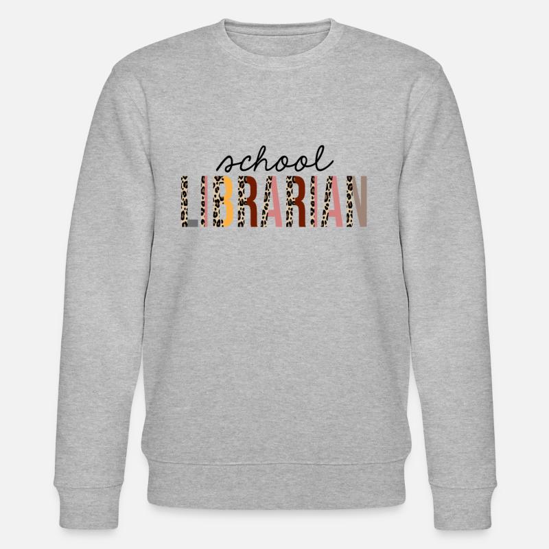 School Librarian Leopard Print Funny - Stanley/Stella CHANGER Unisex Organic Sweatshirt - heather grey