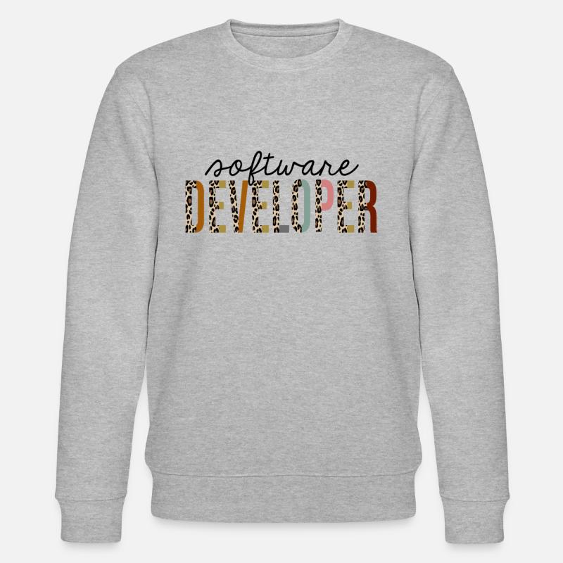 Software Developer Leopard Print Funny - Stanley/Stella CHANGER Unisex Organic Sweatshirt - heather grey