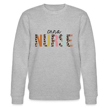 CRNA Krankenschwester Leopardenmuster Registrierte Krankenpflege - Stanley/Stella Unisex Bio-Sweatshirt CHANGER  - Grau meliert - Vorne - Nik (191cm) & Marisol (170cm)