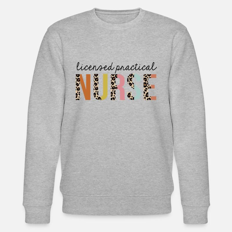 Licensed-Practical Nurse Leopard Print Registered - Stanley/Stella CHANGER Unisex Organic Sweatshirt - heather grey