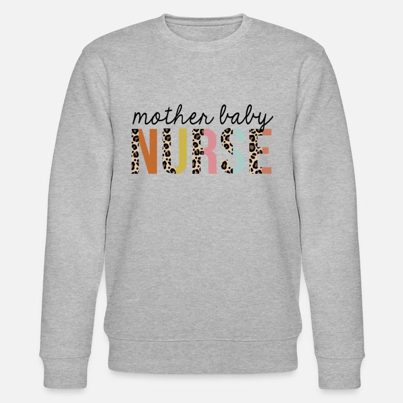 Mutter-Kind-Krankenschwester Leopard Print Registered RN - Stanley/Stella Unisex Bio-Sweatshirt CHANGER  - Grau meliert