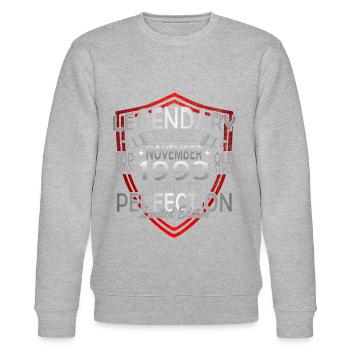 November 1993 Legend for 30 years man woman - Stanley/Stella CHANGER Unisex Organic Sweatshirt - heather grey - Front - Nik (191cm) & Marisol (170cm)