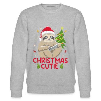 Merry Christmas Sloth - Stanley/Stella CHANGER Unisex Organic Sweatshirt - heather grey - Front - Nik (191cm) & Marisol (170cm)