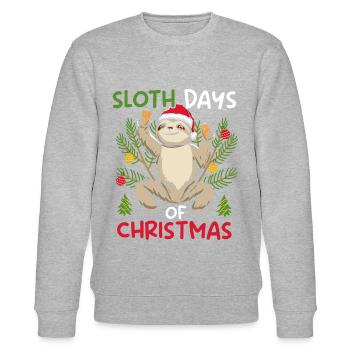 Sloth Ugly Christmas xmas Gift - Stanley/Stella CHANGER Unisex Organic Sweatshirt - heather grey - Front - Nik (191cm) & Marisol (170cm)