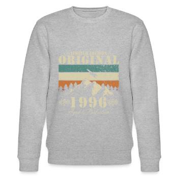 1996 Limited Edition 28th Birthday Gift Fun - Stanley/Stella CHANGER Unisex Organic Sweatshirt - heather grey - Front - Nik (191cm) & Marisol (170cm)
