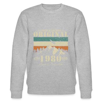 Original seit 1980 Vintage Retro Geburtstag - Stanley/Stella Unisex Bio-Sweatshirt CHANGER  - Grau meliert - Vorne - Nik (191cm) & Marisol (170cm)