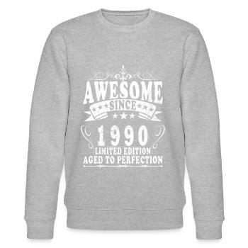 1990 - Jahrgang 1990 - Fantastisch seit 1990 - Stanley/Stella Unisex Bio-Sweatshirt CHANGER  - Grau meliert - Vorne - Nik (191cm) & Marisol (170cm)