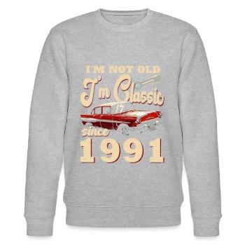 33e anniversaire homme Vintage 1991 - Sweat bio CHANGER Stanley/Stella Unisexe - gris chiné - Devant - Nik (191cm) & Marisol (170cm)