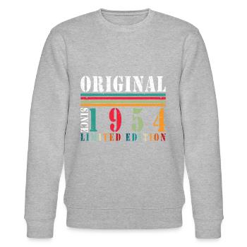 70. Geburtstag Jahrgang 1954 70 Jahre - Stanley/Stella Unisex Bio-Sweatshirt CHANGER  - Grau meliert - Vorne - Nik (191cm) & Marisol (170cm)