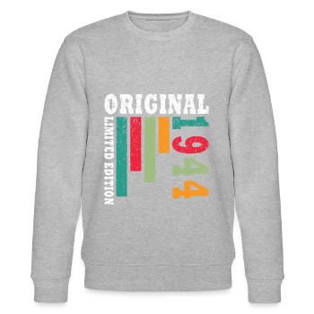 1944 Geburtstag geboren im Jahr 1944 Vintage Retro - Stanley/Stella Unisex Bio-Sweatshirt CHANGER  - Grau meliert - Vorne - Nik (191cm) & Marisol (170cm)