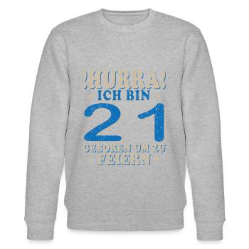 Geschenkidee zum 21. Geburtstag 21 Jahre - Stanley/Stella Unisex Bio-Sweatshirt CHANGER  - Grau meliert - Vorne - Nik (191cm) & Marisol (170cm)