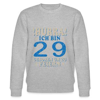 Jahrgang 29 Jahre - Geburtstagsgeschenk 29 Jahre - Stanley/Stella Unisex Bio-Sweatshirt CHANGER  - Grau meliert - Vorne - Nik (191cm) & Marisol (170cm)