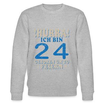 Jahrgang 24 Jahre - Geburtstagsgeschenk 24 Jahre ! - Stanley/Stella Unisex Bio-Sweatshirt CHANGER  - Grau meliert - Vorne - Nik (191cm) & Marisol (170cm)