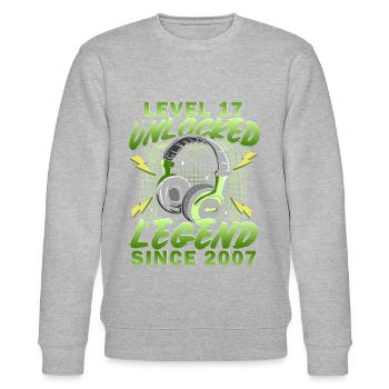 Level 17 Completely Legendary since 2007 - Stanley/Stella CHANGER Unisex Organic Sweatshirt - heather grey - Front - Nik (191cm) & Marisol (170cm)