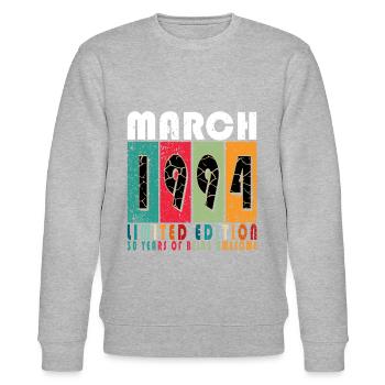Mars 1994 cadeau d’anniversaire. Mars 1994. - Sweat bio CHANGER Stanley/Stella Unisexe - gris chiné - Devant - Nik (191cm) & Marisol (170cm)