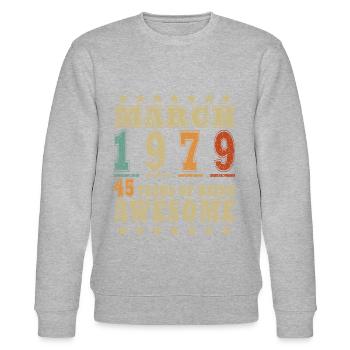 Mars 1979. Mars 1979 Cadeau d’anniversaire. Mars. - Sweat bio CHANGER Stanley/Stella Unisexe - gris chiné - Devant - Nik (191cm) & Marisol (170cm)