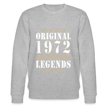 Lebende Legende 1972 Geburtstag Sprüche - Stanley/Stella Unisex Bio-Sweatshirt CHANGER  - Grau meliert - Vorne - Nik (191cm) & Marisol (170cm)