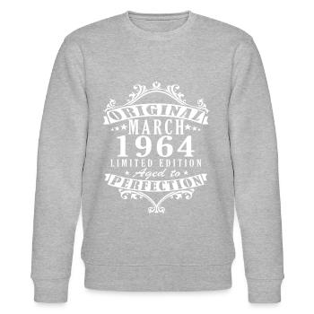 60 years old, built in 1964, born in March 1964 - Stanley/Stella CHANGER Unisex Organic Sweatshirt - heather grey - Front - Nik (191cm) & Marisol (170cm)