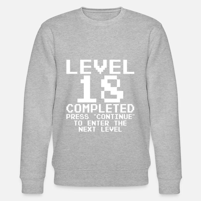 18 Geburtstag Gamer Level 18 completed Geschenk - Stanley/Stella Unisex Bio-Sweatshirt CHANGER  - Grau meliert