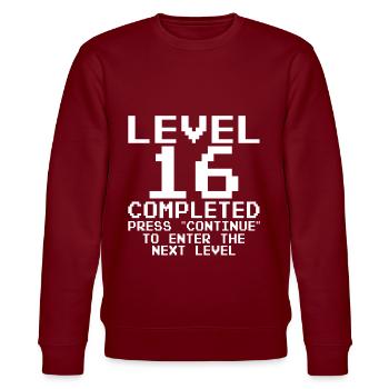 Level 16 Complete Gamer 16 Jahre Zocker - Stanley/Stella Unisex Bio-Sweatshirt CHANGER  - Burgunderrot - Vorne - Nik (191cm) & Marisol (170cm)
