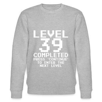39 Jahre - 39. Geburtstag Level 39 Complete Design - Stanley/Stella Unisex Bio-Sweatshirt CHANGER  - Grau meliert - Vorne - Nik (191cm) & Marisol (170cm)