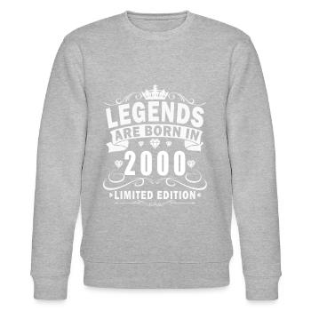 Vintage 2000 Vintage Born Retro Birthday - 24 - Stanley/Stella CHANGER Unisex Organic Sweatshirt - heather grey - Front - Nik (191cm) & Marisol (170cm)