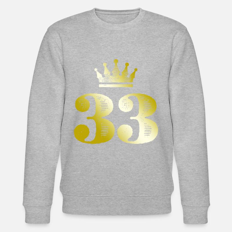 33 Number Crown Gold - Stanley/Stella CHANGER Unisex Organic Sweatshirt - heather grey