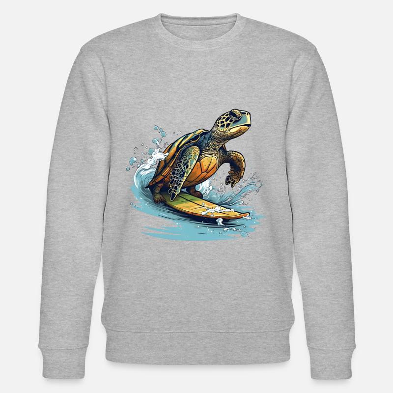 Schildkröte beim Surfen - Stanley/Stella Unisex Bio-Sweatshirt CHANGER  - Grau meliert