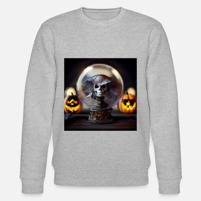 Halloween-Piraten-Schädel-Globus - Stanley/Stella Unisex Bio-Sweatshirt CHANGER  - Grau meliert