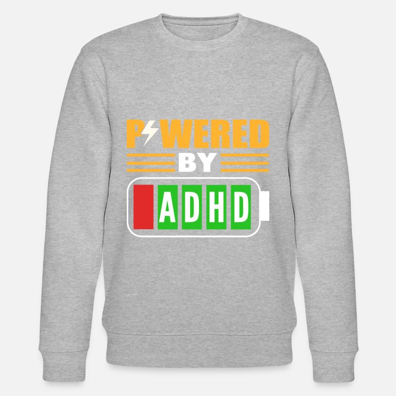 Powered By ADHD ADHS -Berater - Stanley/Stella Unisex Bio-Sweatshirt CHANGER - Grau meliert