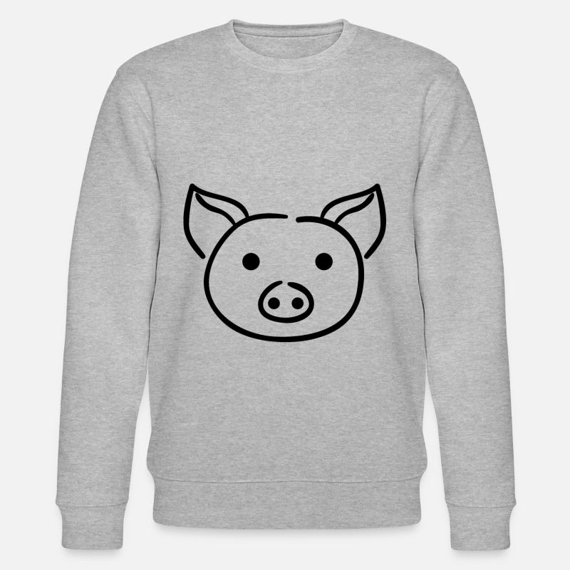 Cochon - dessin au trait - Sweat bio CHANGER Stanley/Stella Unisexe - gris chiné