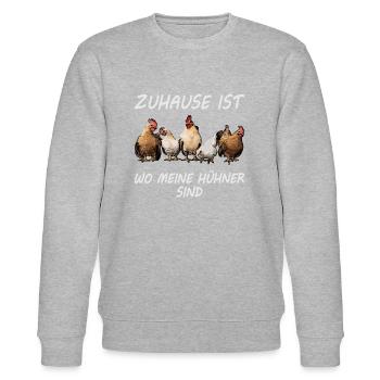 Zuhause ist wo meine Hühner sind - Stanley/Stella Unisex Bio-Sweatshirt CHANGER  - Grau meliert - Vorne - Nik (191cm) & Marisol (170cm)