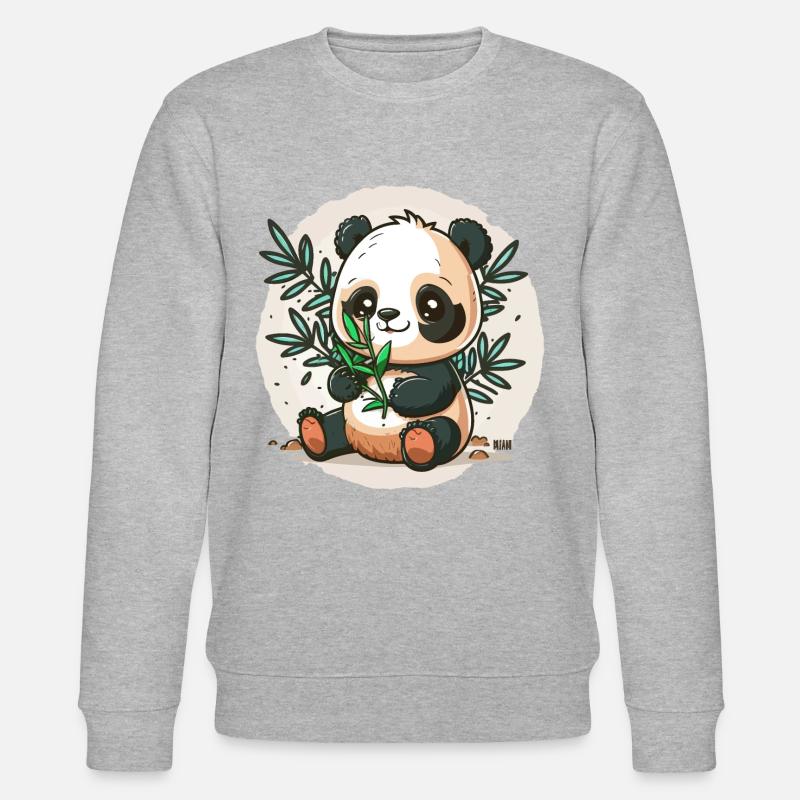 Bambus-liebender Panda - Stanley/Stella Unisex Bio-Sweatshirt CHANGER  - Grau meliert
