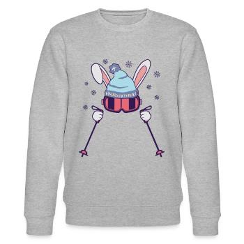 Lapin de ski avec bâtons de ski Lunettes de ski et casquette de ski - Sweat bio CHANGER Stanley/Stella Unisexe - gris chiné - Devant - Nik (191cm) & Marisol (170cm)